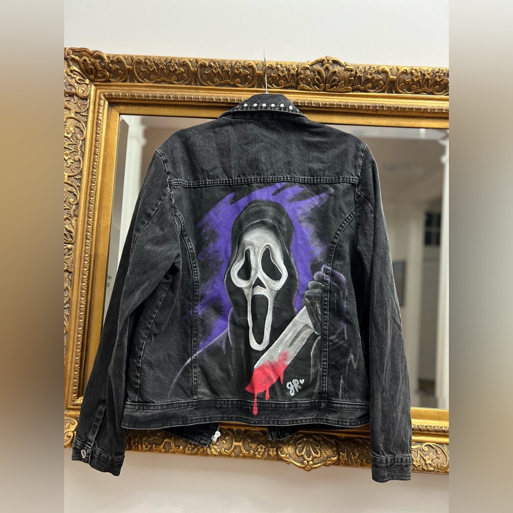 HANDPAINTED Scream Denim Jacket Women’s Size L